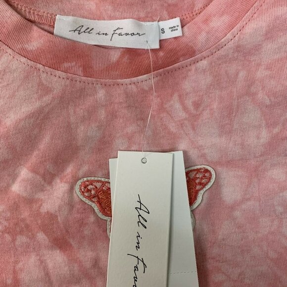 ALL IN FAVOR Tie Dye Butterfly Applique Crop Pullover 90s Inspired Top - Picture 4 of 5